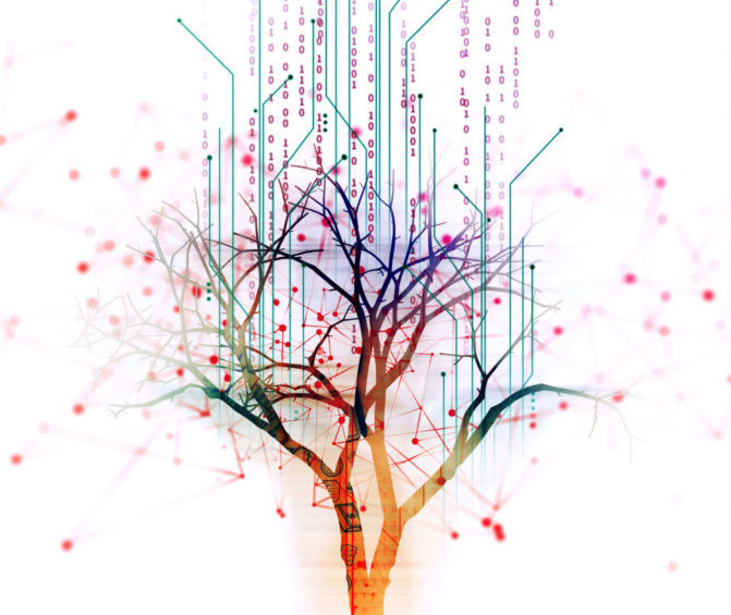 digital tree on technology background illustration